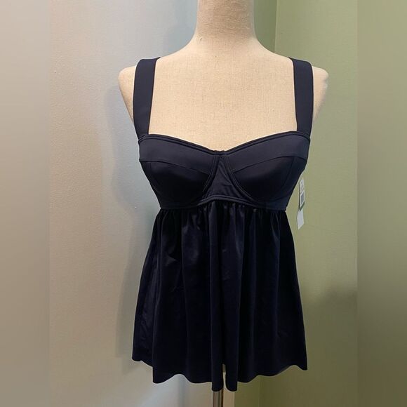 Michael Kors Women's Baby Doll Tankini Top Women's Swimsuit Blue Size L NWT - Picture 2 of 6